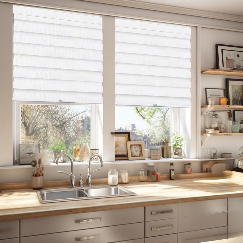 CHICOLOGY Zebra Blinds , Roller Window Shades , Blinds for Windows , Roller Shades for Windows , Window Shades for Home , Window Shades , Pull Down Shades for Windows , 35"W X 72"H , Basic Arctic - Image 4
